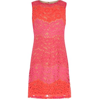 Girls pink lace dress